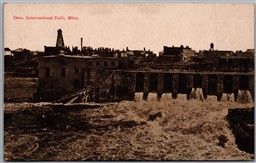 Postcard International Falls Minnesota c1910s Dam View by Bradford & Co.