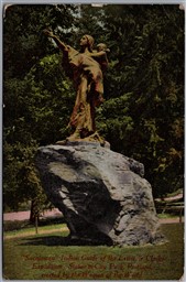 Postcard Portland OR Sacagawea Indian Guide of Lewis & Clark Expedition *as is*