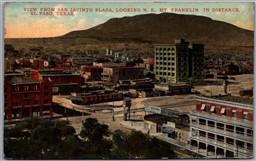Postcard El Paso Texas View from San Jacinto Plaza Looking N.E. Mt. Franklin