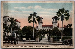 Postcard St. Augustine Florida c1920s The Alcazar Front From King Street *as is*
