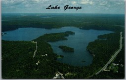 Postcard Rhinelander Wisconsin Scenic Aerial View Lake George Oneida County