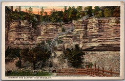 Postcard High Bridge Kentucky c1910s Stairway and Cliffs Scenic View