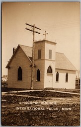 Postcard RPPC Internationall Falls Minnesota Episcopal Church Koochiching County