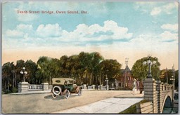 Postcard Owen Sound Ontario 1910s Tenth Street Bridge Sydenham River Grey County