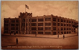 Postcard Spokane Washington Lewis and Clark High School by Edward H. Mitchell