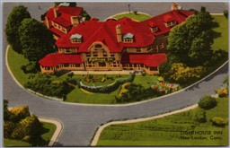Postcard New London Connecticut c1951 Lighthouse Inn Aerial View