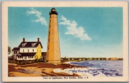 Postcard New London Connecticut View of Lighthouse