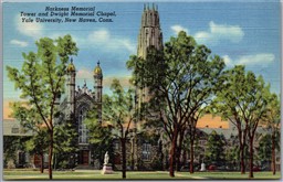 Postcard New Haven Connecticut Harkness Memorial Tower Dwight Memorial Chapel