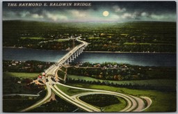 Postcard Old Lyme Connecticut The Raymond E. Baldwin Bridge Aerial View