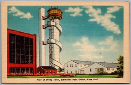 Postcard Groton Connecticut Submarine Base View of Diving Tower