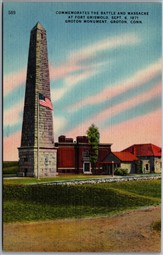 Postcard Groton Connecticut Monument Commemorating Battle & Massacre Ft Griswold