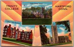 Postcard Hartford Connecticut Trinity College Dormitory Chapel Campus Multi View