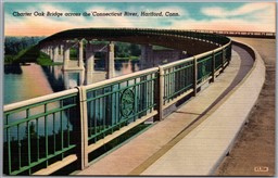 Postcard Hartford CT Charter Oak Bridge across the Connecticut River