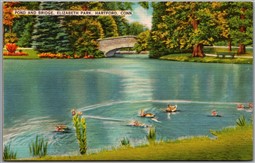 Postcard Hartford Connecticut Elizabeth Park Pond and Bridge Scenic View