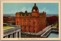 Postcard Moose Jaw Saskatchewan c1940s Post Office Building by PECO