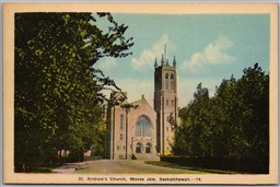 Postcard Moose Jaw Saskatchewan c1940s St. Andrews Church by PECO
