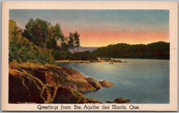 Postcard Greetings from Ste. Agathe des Monts Quebec Scenic View Lake