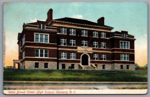 Postcard Westerly RI c1910s West Broad Street High School Washington County