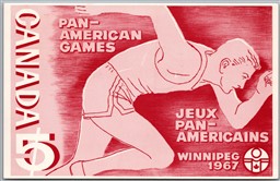Postcard Winnipeg Manitoba 1967 FDC Repo of Pan American Games Postage Stamp