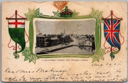 Postcard Ayr Ontario c1904 A Picturesque Street Patriotic Novelty Souvenir RARE