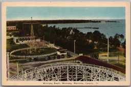 Postcard Winnipeg Beach Manitoba Birds Eye View Roller Coaster by PECO