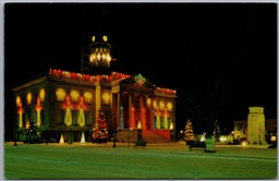 Postcard Kitchener Ontario c1960s City Hall Colourful Christmas Lighting