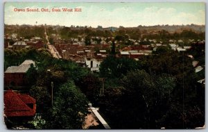 Postcard Owen Sound Ontario c1910 View From West Hill Grey County