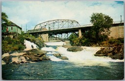 Postcard Bracebridge Ontario c1964 Scenic View of the Falls Muskoka River Bridge