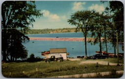 Postcard Peterborough Ontario Lake Chemong and Causeway Old Car Truck by PECO