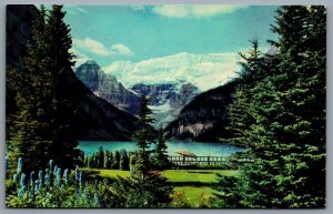 Postcard Lake Louise AB c1953 Chateau Lake Louise Gardens Canadian Rockies