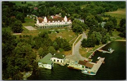 Postcard Muskoka Ontario Windermere House and Dock Lake Rosseau Aerial View