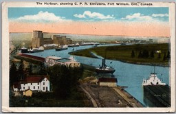 Postcard Fort William Ontario c1920 The Harbour Showing C.P.R. Elevators