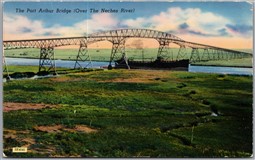 Postcard West Orange Texas c1954 The Port Arthur Bridge Neches River Orange Co.