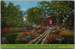 Postcard Bardstown KY 1953 The Garden Rear of Old Kentucky Home Stephen Collins