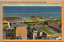 Postcard Cleveland Ohio View from Terminal Tower Looking Toward Lake Erie