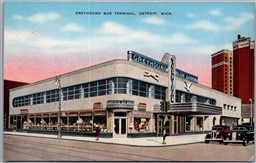 Postcard Detroit Michigan Greyhound Bus Terminal Wayne County