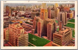 Postcard Chicago Illinois c1935 Birds Eye View of Northwestern University Campus