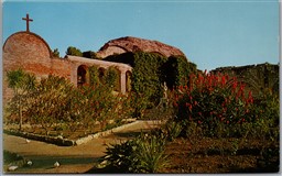 Postcard San Juan Capistrano California Mission Courtyartd Flowers Orange County