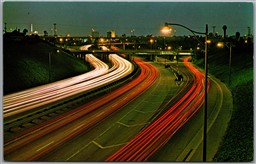 Postcard Los Angeles California Harbor Freeway Evening View Long Exposure