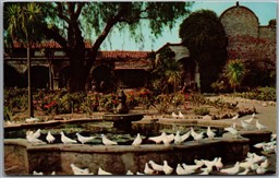Postcard San Juan Capistrano California Mission White Pigeons