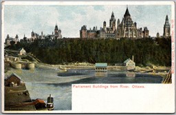Postcard Ottawa Ontario Parliament Buildings from River Montreal Import Co.