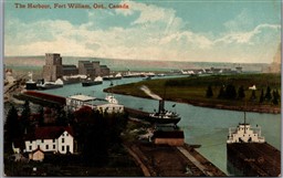 Postcard Fort William Ontario c1910s The Harbour Birds Eye Thunder Bay District