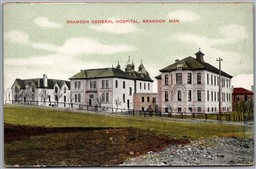 Postcard Brandon Manitoba c1910s General Hospital Nurse & Surgical Buildings
