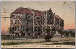 Postcard Galveston Texas c1909 Medical College Hand Colored Albertype