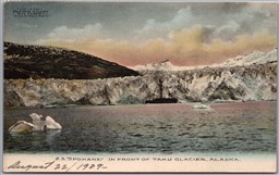 Postcard Alaska 1909 S. S. Spokane in Front of Taku Glacier by Albertype 