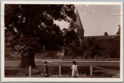 Postcard RPPC c1913 Bedfont England Dick Turpin's Tree Church of St Mary