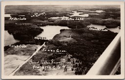 Postcard RPPC c1930s Traverse City Michigan Aerial View Named Lakes