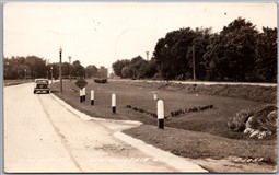 Postcard RPPC c1945 New Holstein Wisconsin Highway 59 Old Car Calumet County