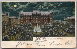 Postcard Stettin Germany c1903 Victoriaplatz u Rathaus Ship Cancel Ostend-Dover