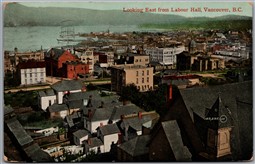 Postcard Vancouver British Columbia 1912 Looking East from Labour Hall Birds Eye